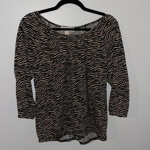 Micheal Kors black and tan zebra print shirt/blouse